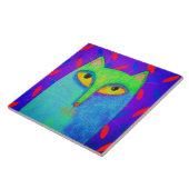 Kleurrijk Abstract Cat digitaal schilderen Tegeltje (Zijkant)