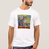 Kleurrijk Abstract Cat Van Gogh Stijl T-shirt (Voorkant)