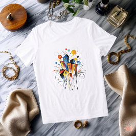 Kleurrijk Abstract City T-shirt | Levendige stedel