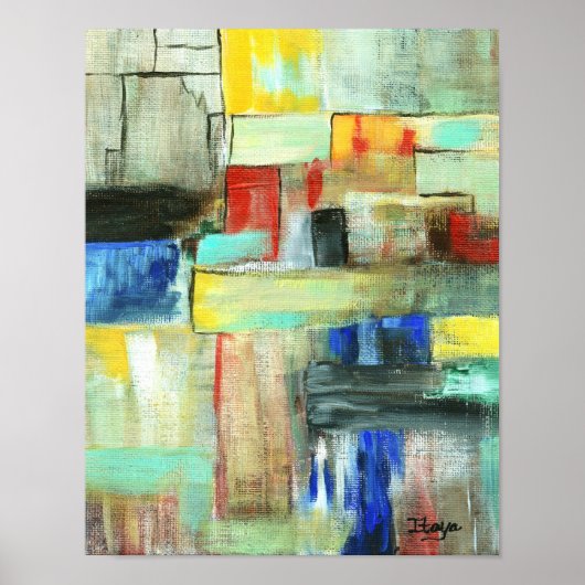 Kleurrijk Abstract Cityscape Origineel Kunstschild Poster (Voorkant)