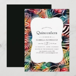 Kleurrijk Abstract Dierenpatroon Quinceanera Kaart