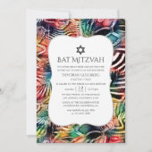 Kleurrijk Abstract dierpatroon Bat Mitzvah Kaart (Voorkant)