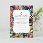 Kleurrijk Abstract dierpatroon Bat Mitzvah Kaart (Staand voorkant)