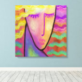 Kleurrijk Abstract Digitaal Portret van een Blondi Canvas Afdruk (Insitu (Houten vloer))