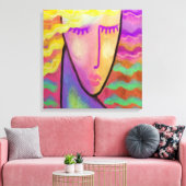 Kleurrijk Abstract Digitaal Portret van een Blondi Canvas Afdruk (Insitu (Woonkamer))