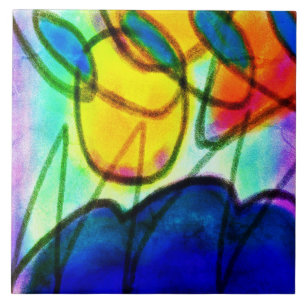 Kleurrijk Abstract digitaal schilderen Tegeltje