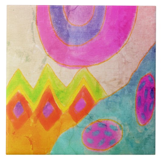 Kleurrijk Abstract digitaal schilderen Tegeltje (Voorkant)