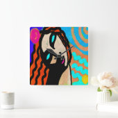 Kleurrijk Abstract digitaal schilderen Vierkante Klok (Huis)