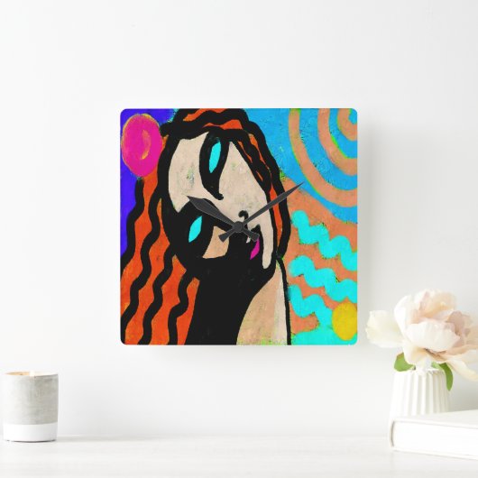 Kleurrijk Abstract digitaal schilderen Vierkante Klok (Huis)