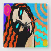 Kleurrijk Abstract digitaal schilderen Vierkante Klok (Voorkant)