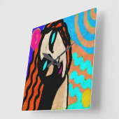 Kleurrijk Abstract digitaal schilderen Vierkante Klok (Hoek)