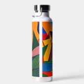 Kleurrijk abstract dorpslandschap gepersonaliseerd waterfles (Rechts)