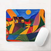 Kleurrijk abstract dorpslandschap muismat (Met muis)