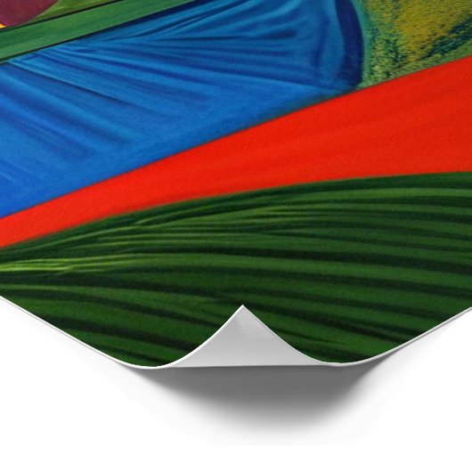 Kleurrijk abstract dorpslandschap poster (Hoek)