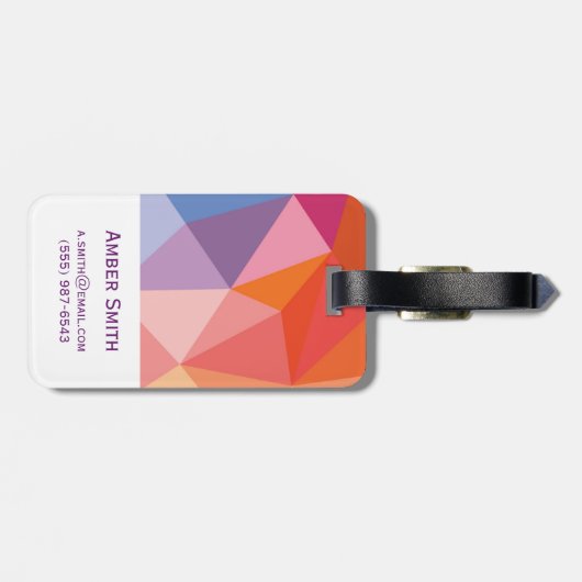 Kleurrijk Abstract driehoekspatroon Bagagelabel (Achterkant horizontaal)