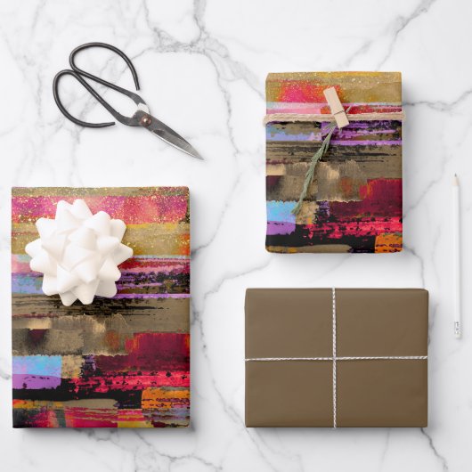 kleurrijk Abstract en glitters Inpakpapier Vel (Voorkant)