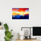 Kleurrijk Abstract Fantasy Skyscape met Sunrise Poster (Thuiskantoor)