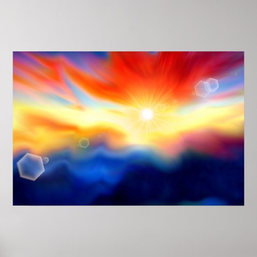 Kleurrijk Abstract Fantasy Skyscape met Sunrise Poster (Voorkant)