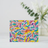 Kleurrijk Abstract Feestdruk Briefkaart (Staand voorkant)