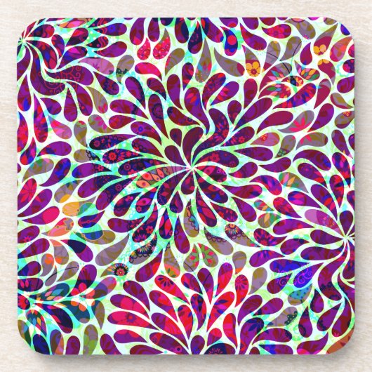 Kleurrijk Abstract Floral design Onderzetter (Voorkant)