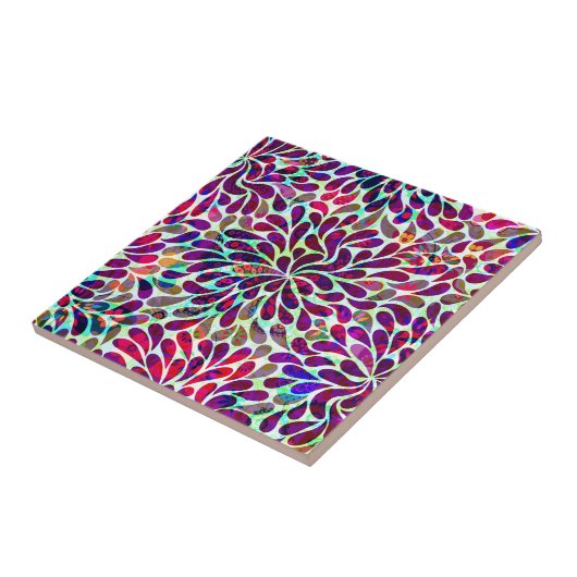 Kleurrijk Abstract Floral design Tegeltje (Zijkant)