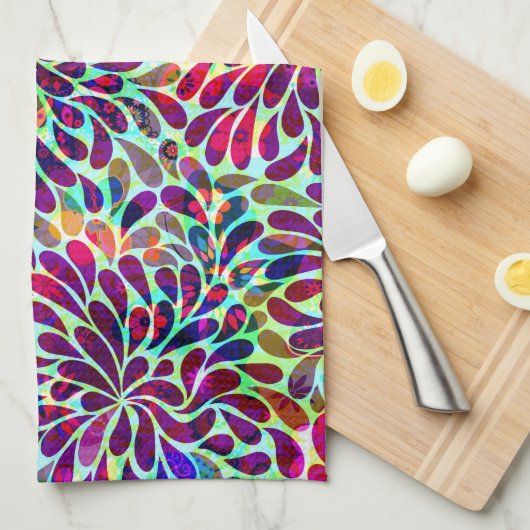 Kleurrijk Abstract Floral design Theedoek (Quarter Fold)