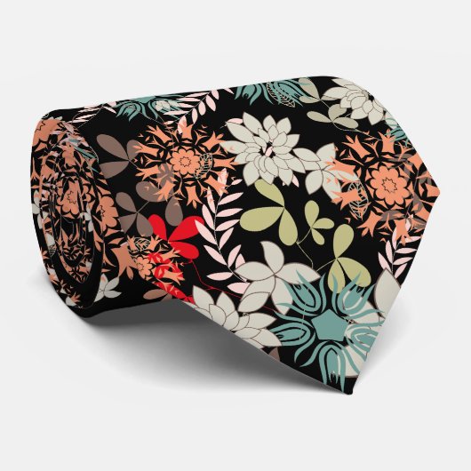 Kleurrijk Abstract Floral Patroon Stropdas (Opgerold)