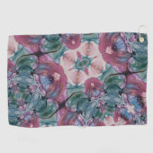 kleurrijk abstract Floral, roze, groen Golfhanddoek (Horizontaal)