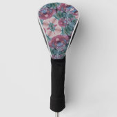 kleurrijk abstract Floral, roze, groen Golfheadcover (Voorkant)