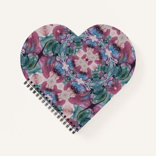 kleurrijk abstract Floral, roze, groen Notitieboek (Voorkant)