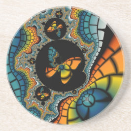 kleurrijk abstract Fractal Butterfly Cacoon onderz Zandsteen Onderzetter