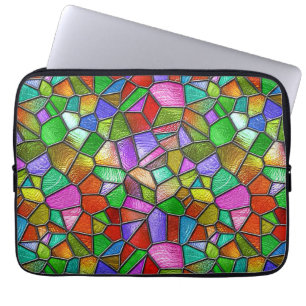 Kleurrijk Abstract Gebrandschilderd Raam Laptop Sleeve