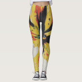kleurrijk abstract geel en zwart evenement leggings (Voorkant)