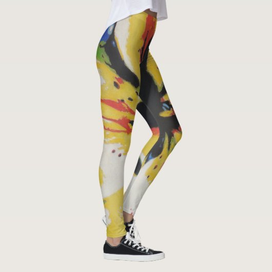 kleurrijk abstract geel en zwart evenement leggings (Rechts)