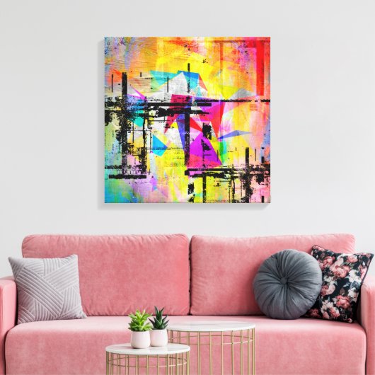 Kleurrijk Abstract Geometrisch Abstract landschap Canvas Afdruk (Insitu (Woonkamer))