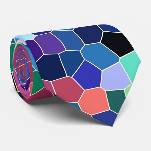 Kleurrijk Abstract geometrisch mozaïekpatroon 2 Stropdas (Opgerold)