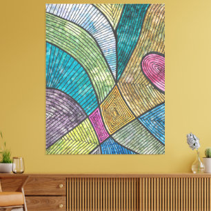 Kleurrijk Abstract Geometrisch Patroon Gebogen Lij Canvas Afdruk