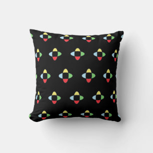 Kleurrijk Abstract Geometrisch Patroon op Zwart Kussen