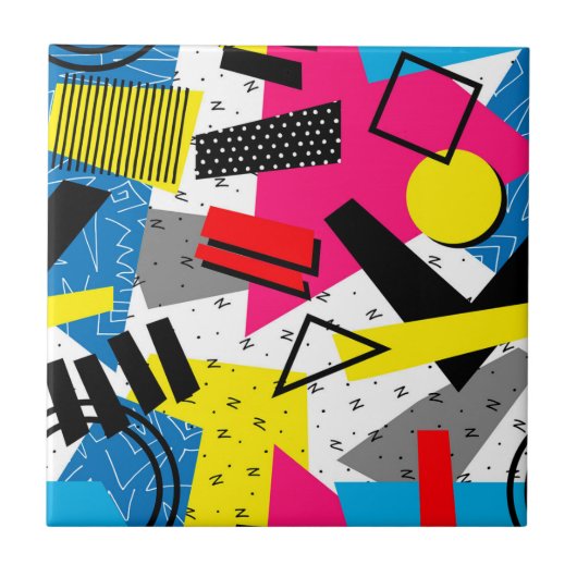 Kleurrijk Abstract geometrisch tachtig patroon Tegeltje (Voorkant)