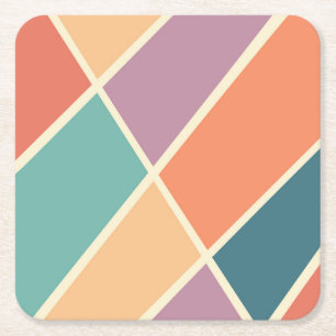 Kleurrijk abstract geometrisch vormontwerp kartonnen onderzetters