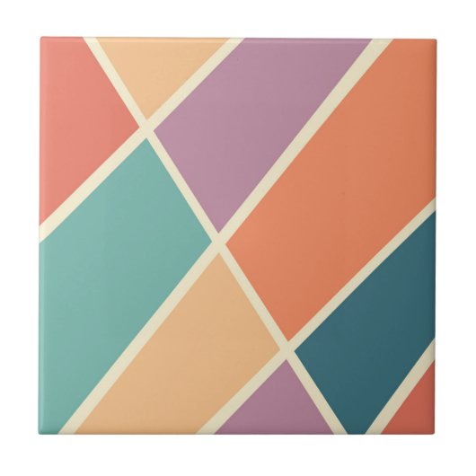 Kleurrijk abstract geometrisch vormontwerp tegeltje (Voorkant)