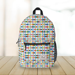 Kleurrijk Abstract Geruit Patroon Monogram Bedrukte Rugzak
