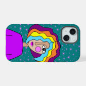 Kleurrijk Abstract gezicht iPhone 15 Case (Achterkant horizontaal)
