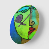 Kleurrijk Abstract gezicht Ronde Klok (Hoek)