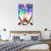 Kleurrijk Abstract Gezicht Schilderen Canvas Print (Insitu (Slaapkamer))
