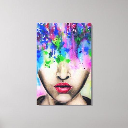 Kleurrijk Abstract Gezicht Schilderen Canvas Print (Voorkant)