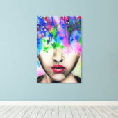 Kleurrijk Abstract Gezicht Schilderen Canvas Print (Insitu (Houten vloer))