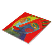 Kleurrijk Abstract gezicht schilderen Tegeltje (Zijkant)