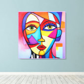 Kleurrijk Abstract gezichtskubisme Canvas Afdruk (Insitu (Houten vloer))