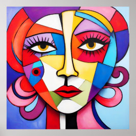 Kleurrijk Abstract gezichtskubisme Poster